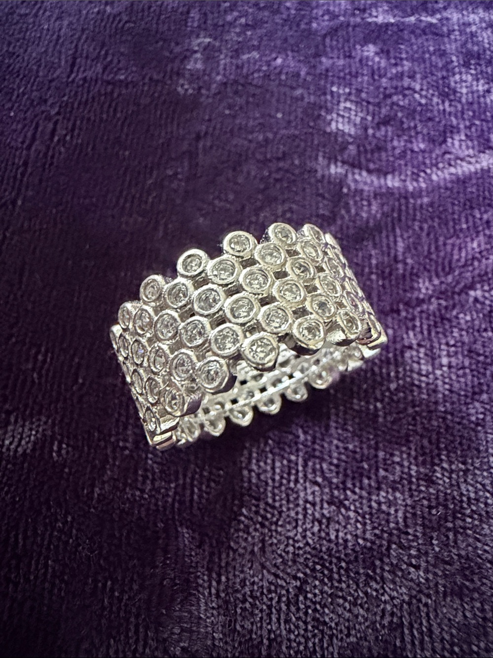 Contemporary 925 sterling silver bubble eternity honeycomb ring size 6.25-6.5